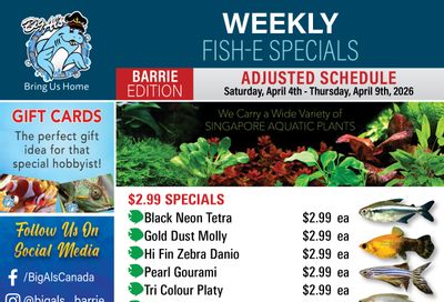 Big Al's (Barrie) Weekly Specials April 4 to 9