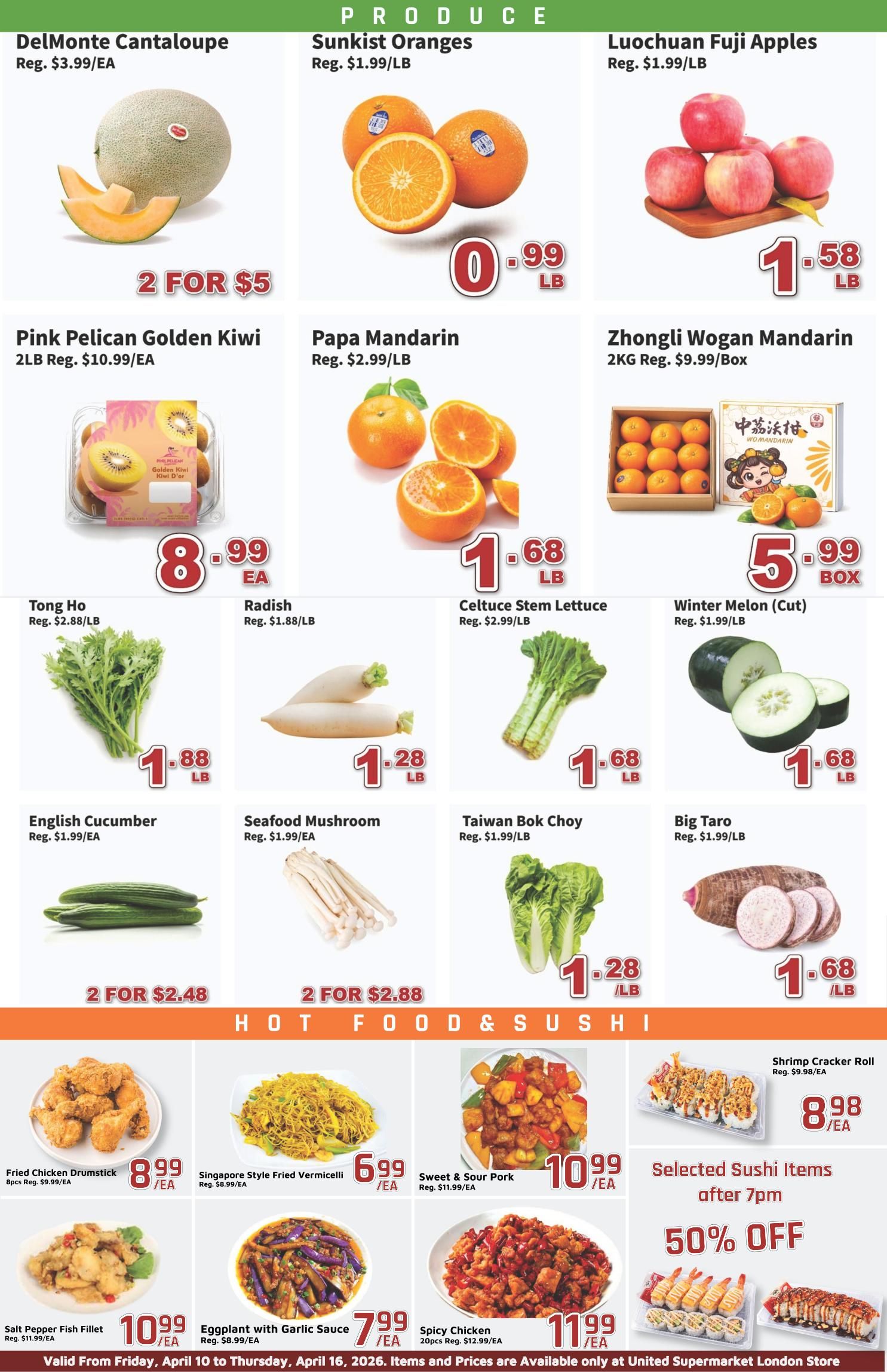 United Supermarket (London) Flyer April 10 to 16
