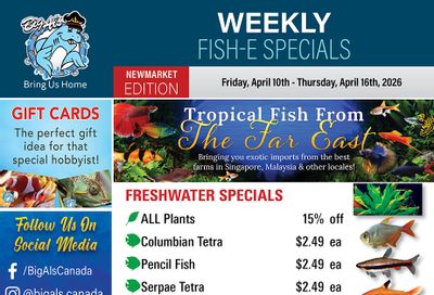 Big Al's (Newmarket) Weekly Specials April 10 to 16