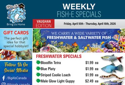 Big Al's (Vaughan) Weekly Specials April 10 to 16