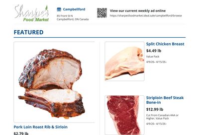 Sharpe's Food Market Flyer April 9 to 15