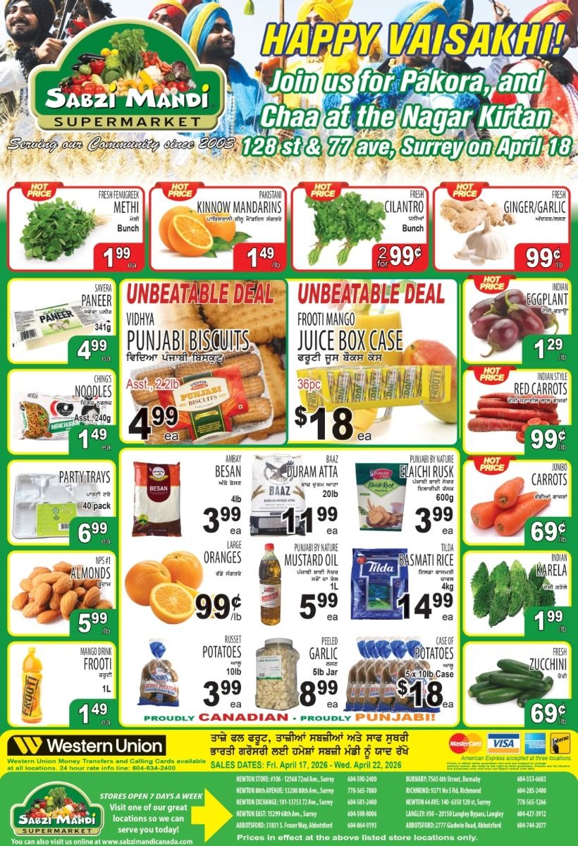 Sabzi Mandi Supermarket (Lower Mainland) Flyer April 17 to 22