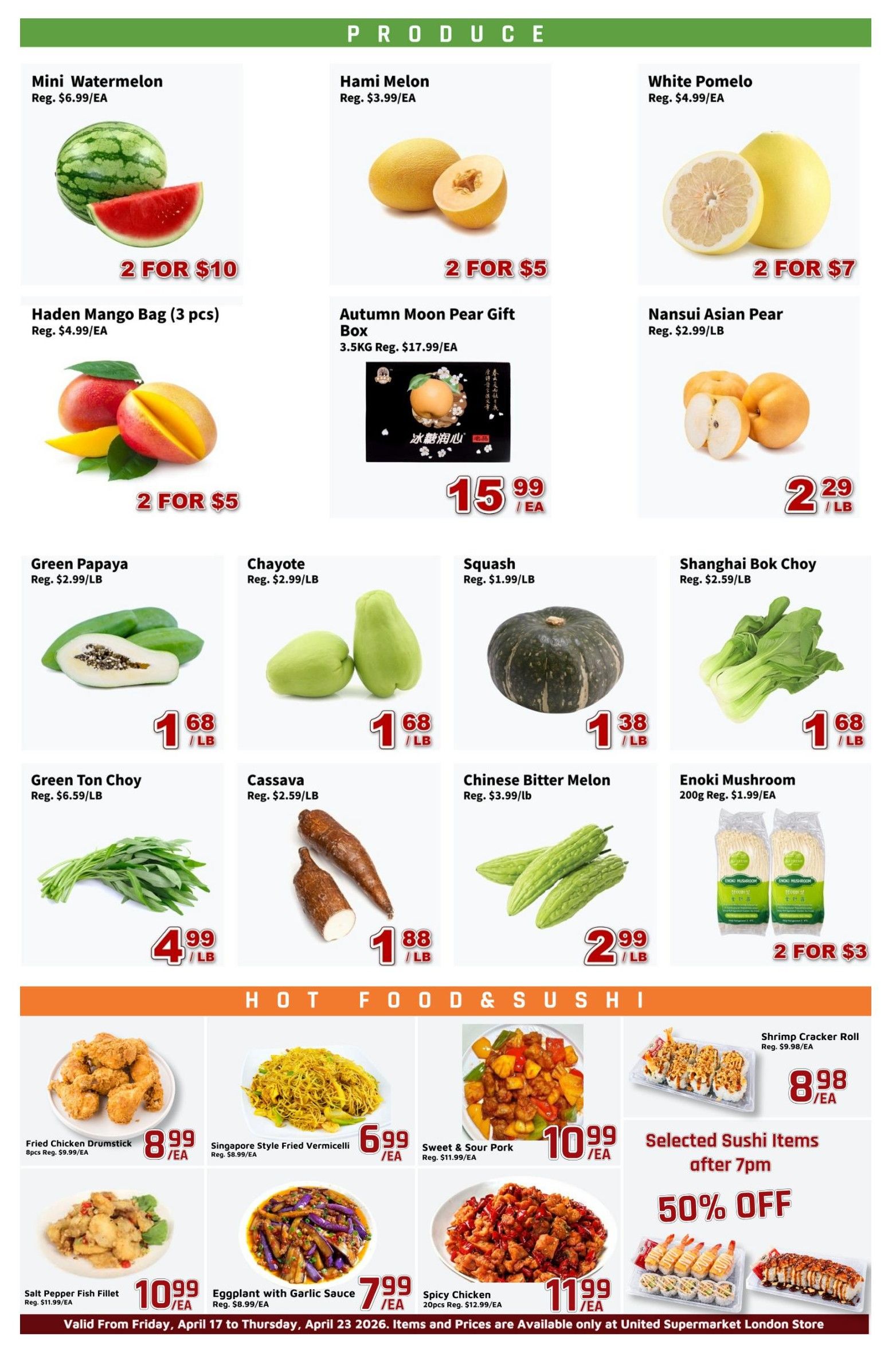 United Supermarket (London) Flyer April 17 to 23
