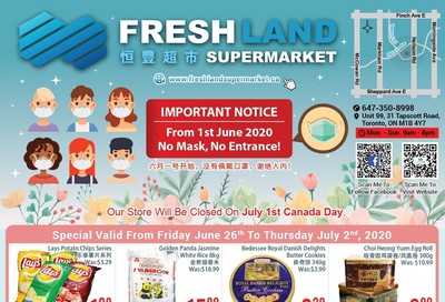 FreshLand Supermarket Flyer June 26 to July 2
