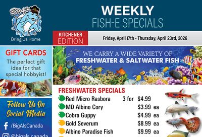 Big Al's (Kitchener) Weekly Specials April 17 to 23