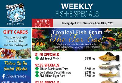 Big Al's (Whitby) Weekly Specials April 17 to 23