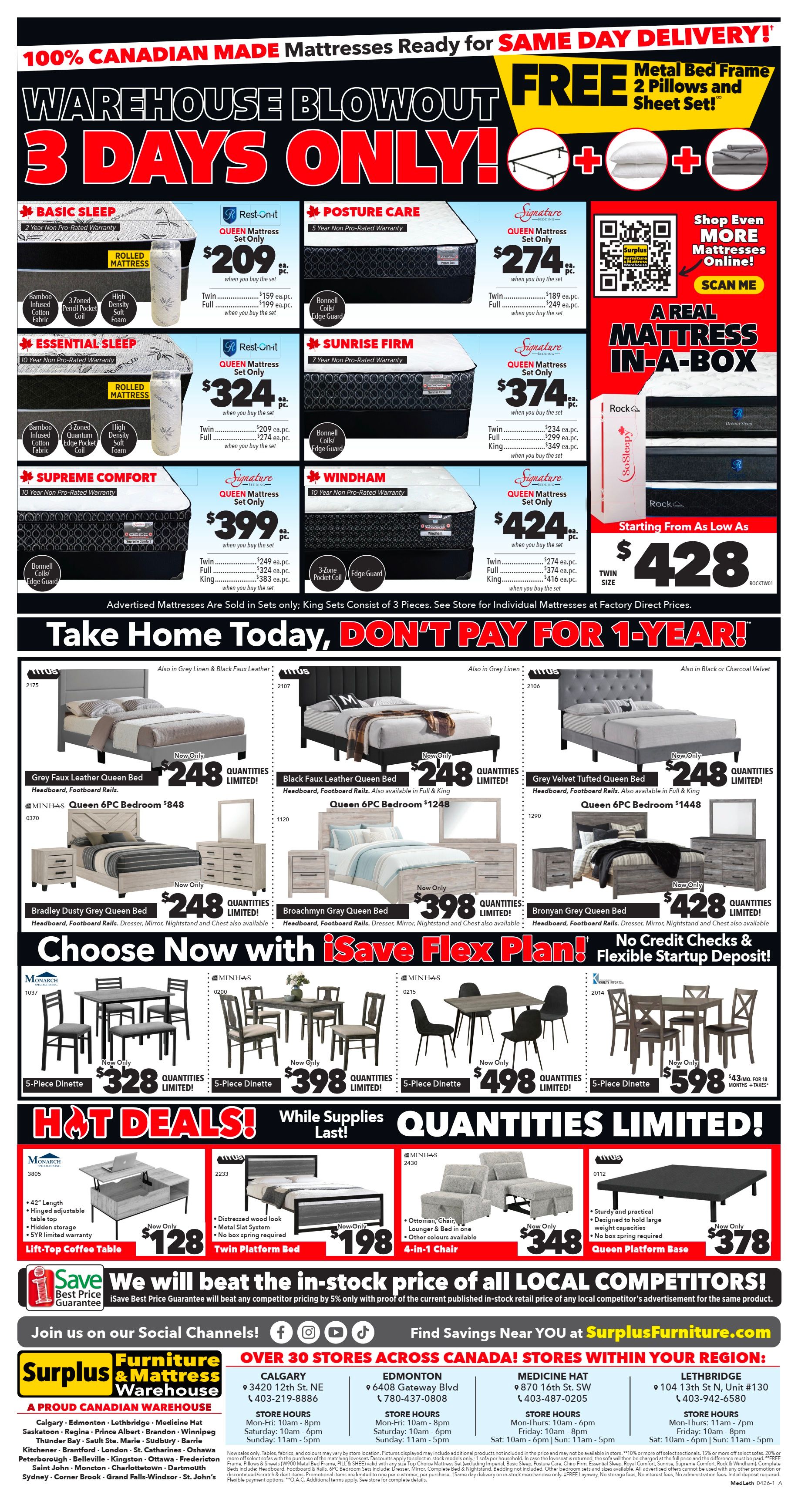 Surplus Furniture & Mattress Warehouse (Medicine Hat, Lethbridge) Flyer April 20 to 26