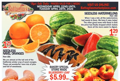 Battaglia's Marketplace Flyer April 22 to 28