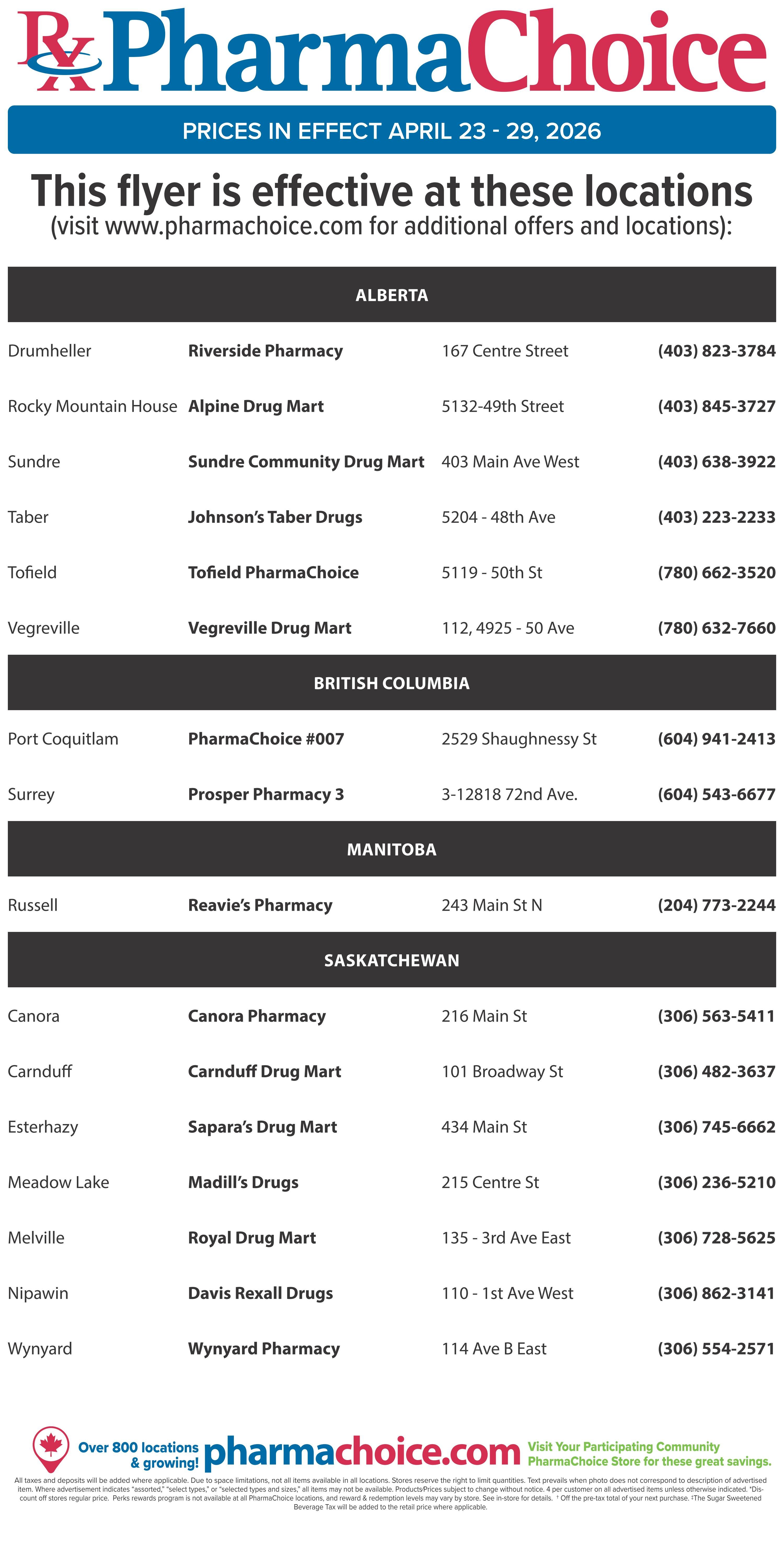 PharmaChoice (BC, AB, SK & MB) Flyer April 23 to 29