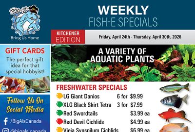 Big Al's (Kitchener) Weekly Specials April 24 to 30