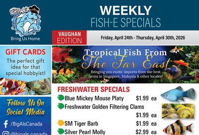Big Al's (Vaughan) Weekly Specials April 24 to 30