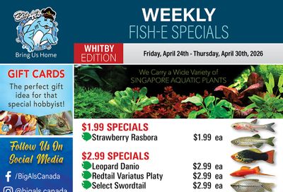 Big Al's (Whitby) Weekly Specials April 24 to 30