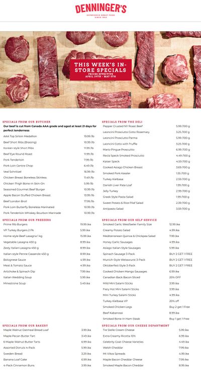 Denninger's Weekly Specials April 29 to May 5