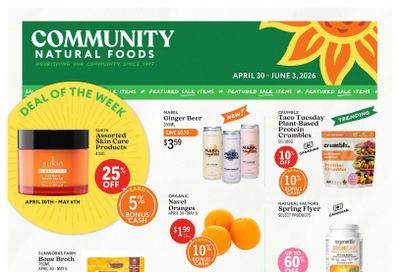 Community Natural Foods Flyer April 30 to June 3