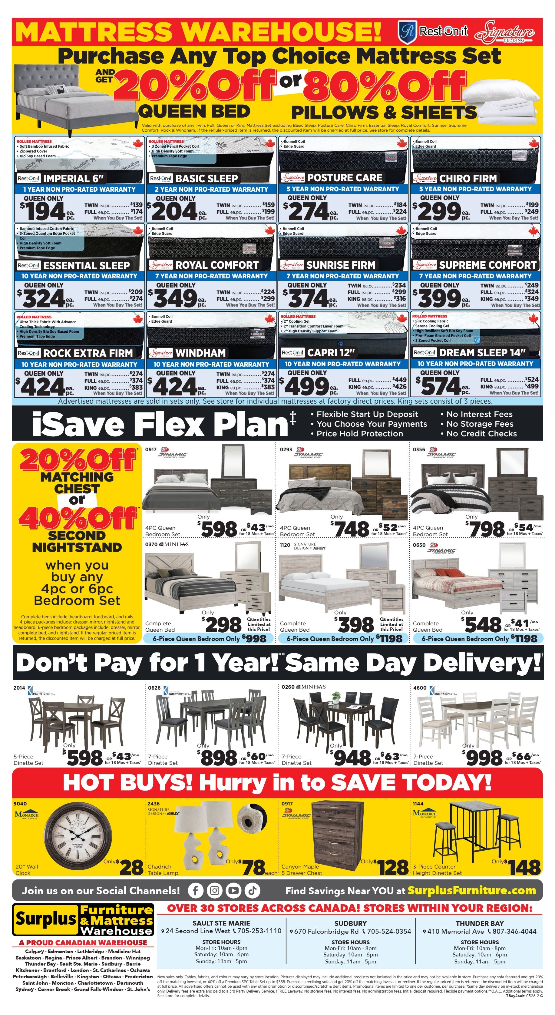 Surplus Furniture & Mattress Warehouse (Thunder Bay, Sault Ste Marie) Flyer May 4 to 17