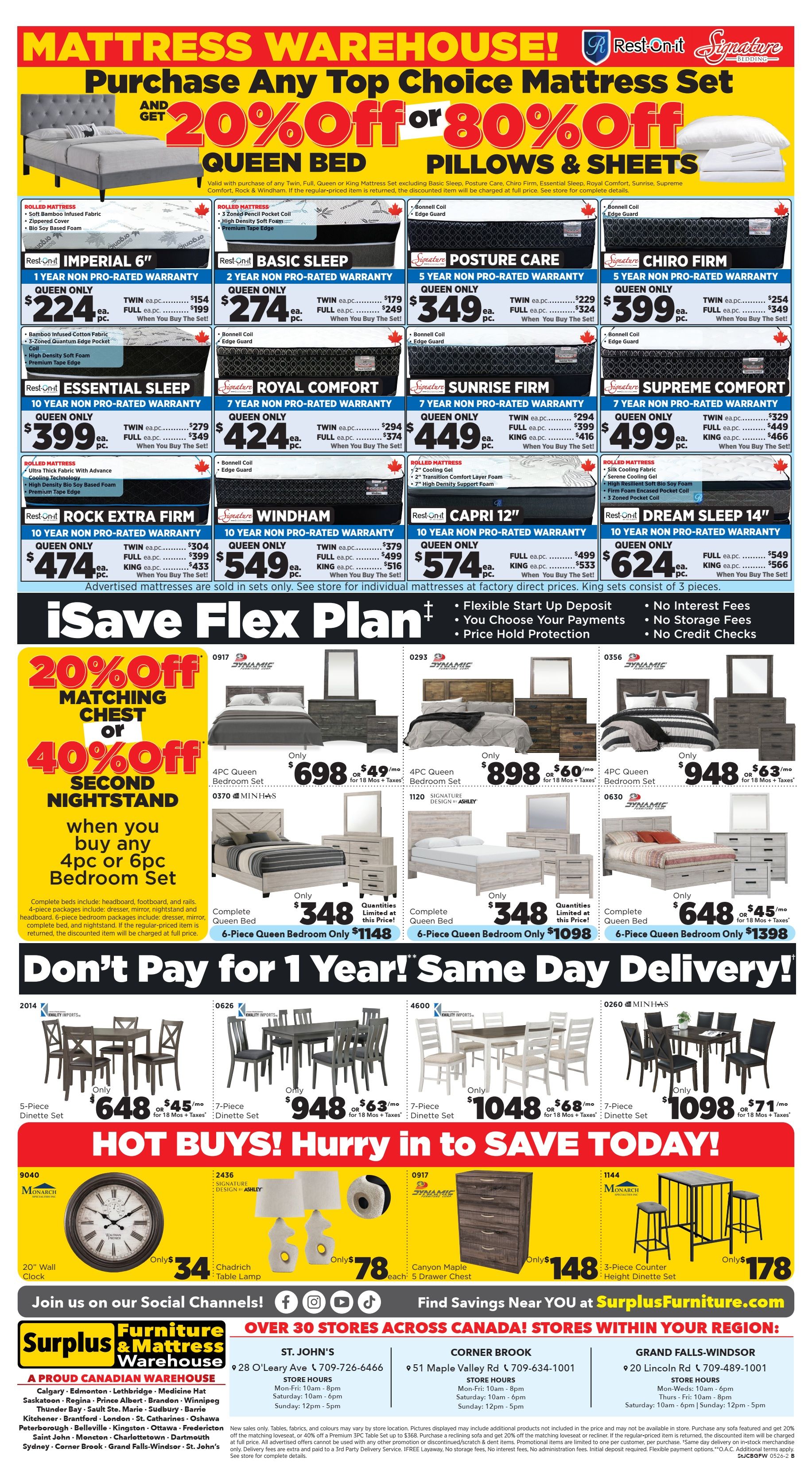 Surplus Furniture & Mattress Warehouse (St. John's, Corner Brook, Grand Falls Windsor) Flyer May 4 to 17