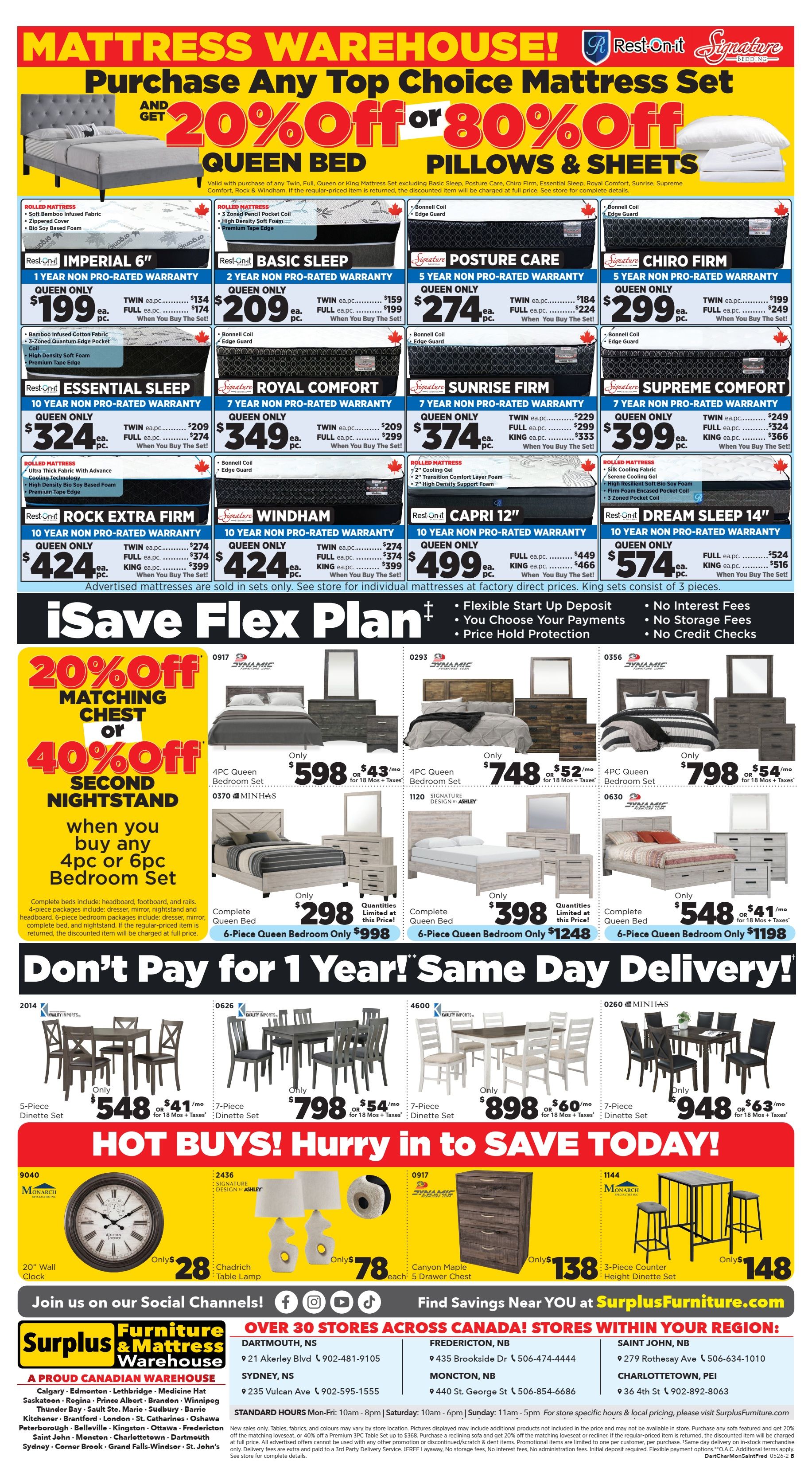 Surplus Furniture & Mattress Warehouse (Dartmouth, Charlottetown, Moncton, Saint John, Fredericton) Flyer May 4 to 17