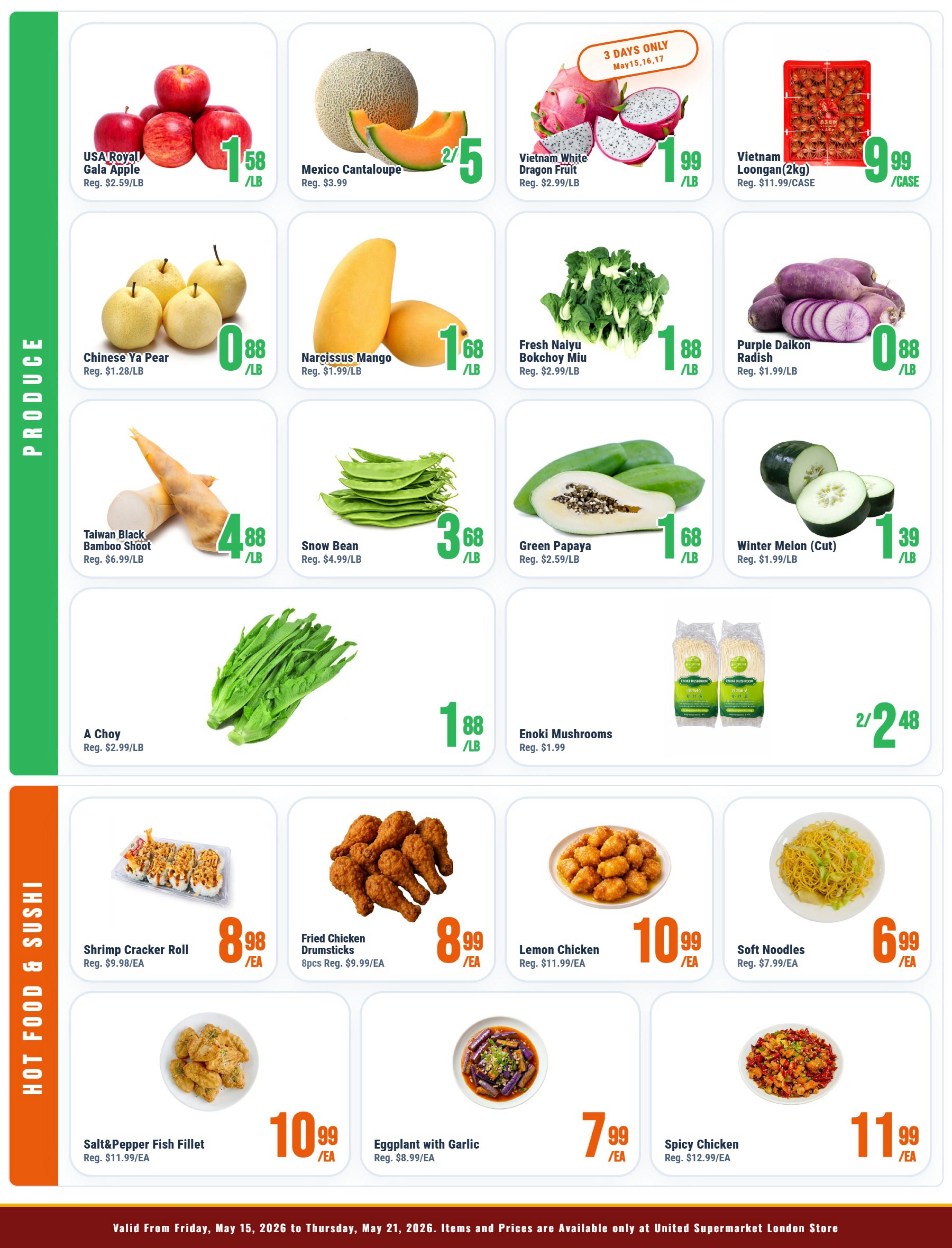 United Supermarket (London) Flyer May 15 to 21