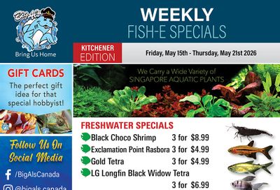 Big Al's (Kitchener) Weekly Specials May 15 to 21