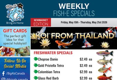 Big Al's (Newmarket) Weekly Specials May 15 to 21