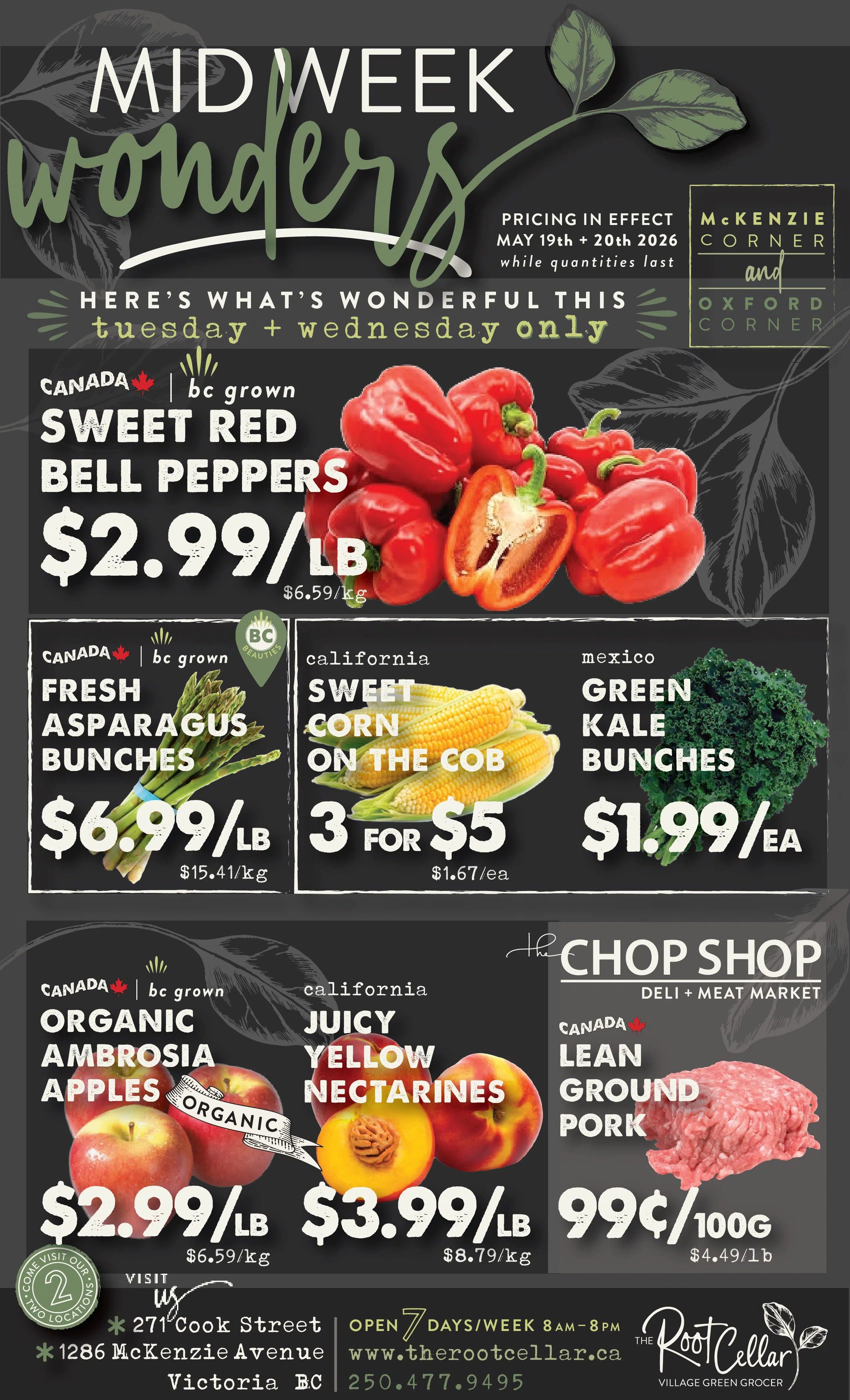 The Root Cellar Mid-Week Flyer May 19 and 20