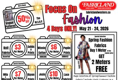 Fabricland (St. Catharines, Welland) Flyer May 21 to 24