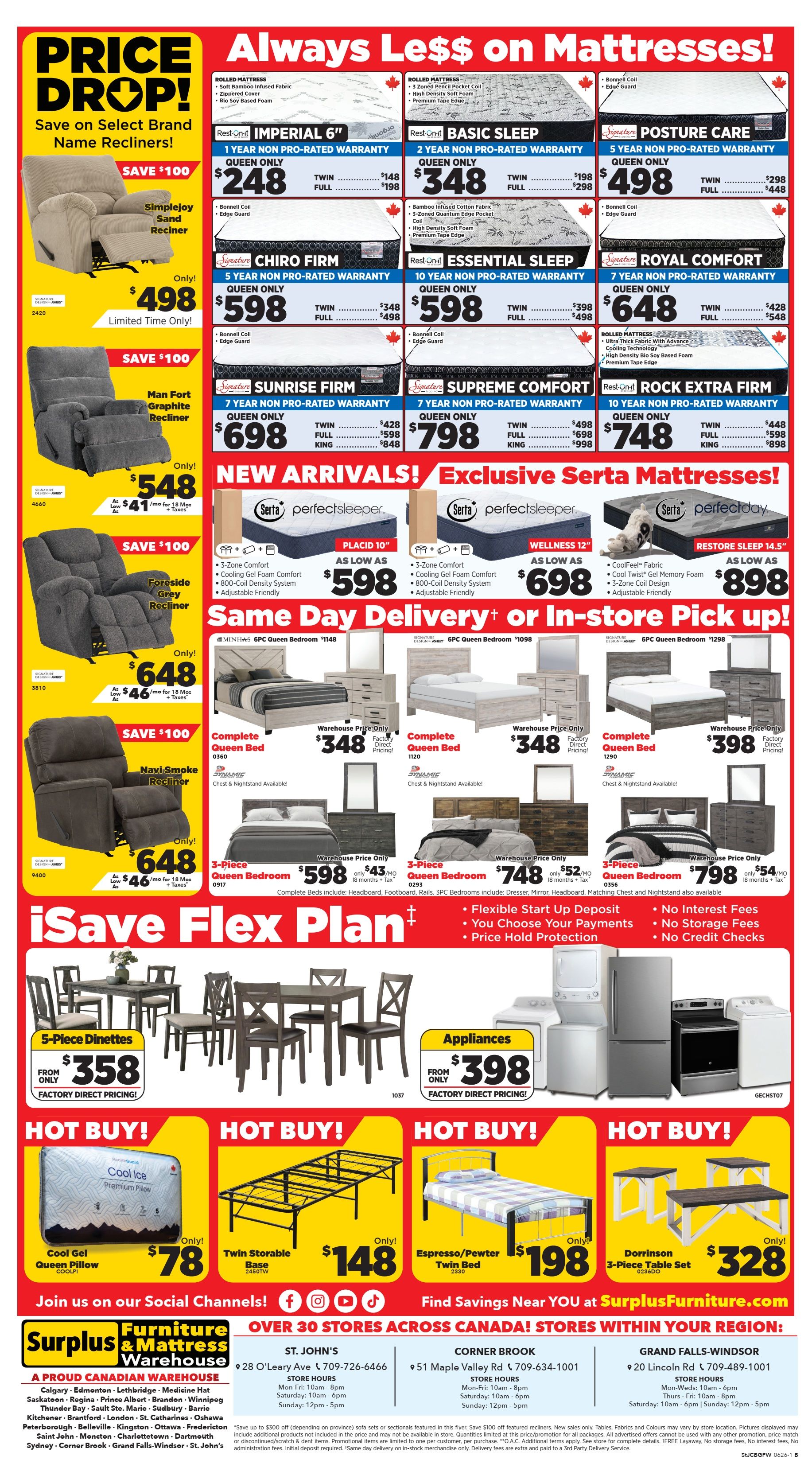 Surplus Furniture & Mattress Warehouse (St. John's, Corner Brook, Grand Falls Windsor) Flyer May 25 to 31