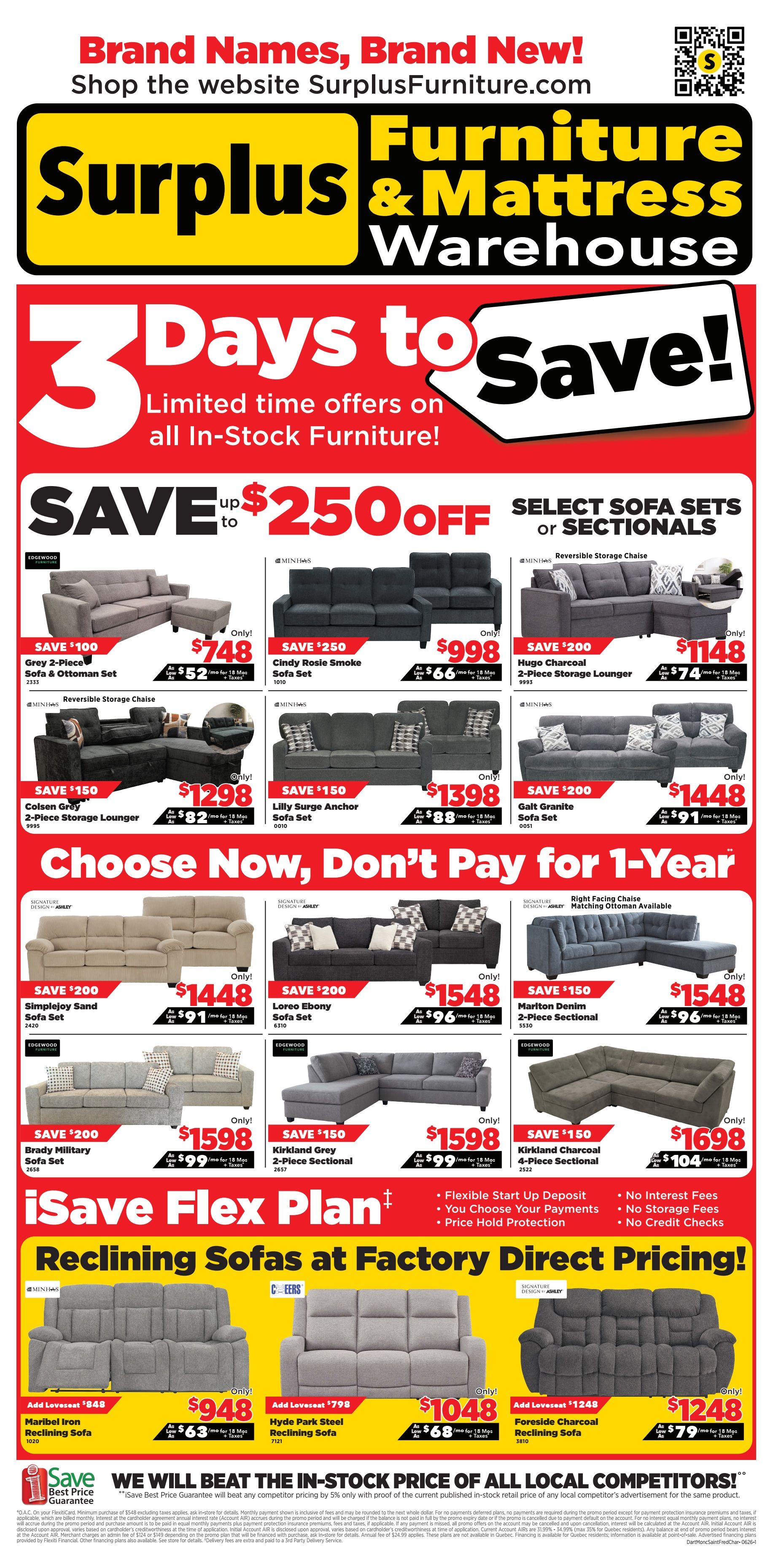 Surplus Furniture & Mattress Warehouse (Dartmouth, Charlottetown, Moncton, Saint John, Fredericton) Flyer May 25 to 31