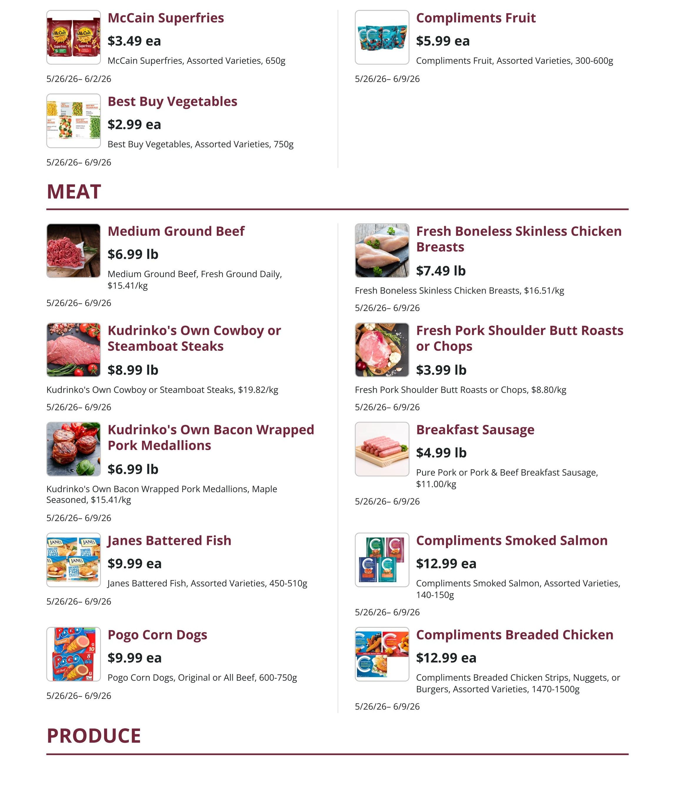 Kudrinko's Flyer May 26 to June 9