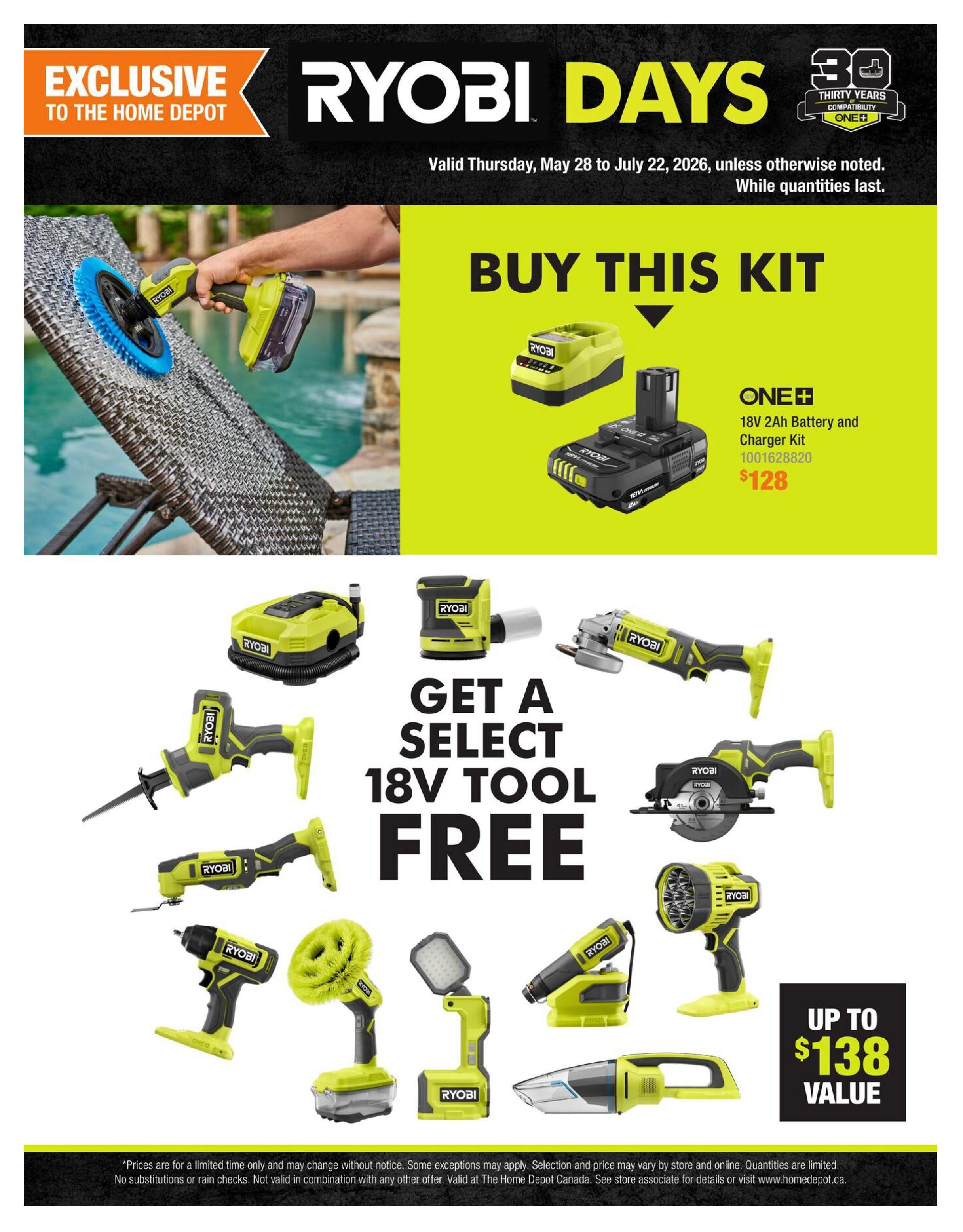 Home Depot Ryobi Days Flyer June 28 to July 22