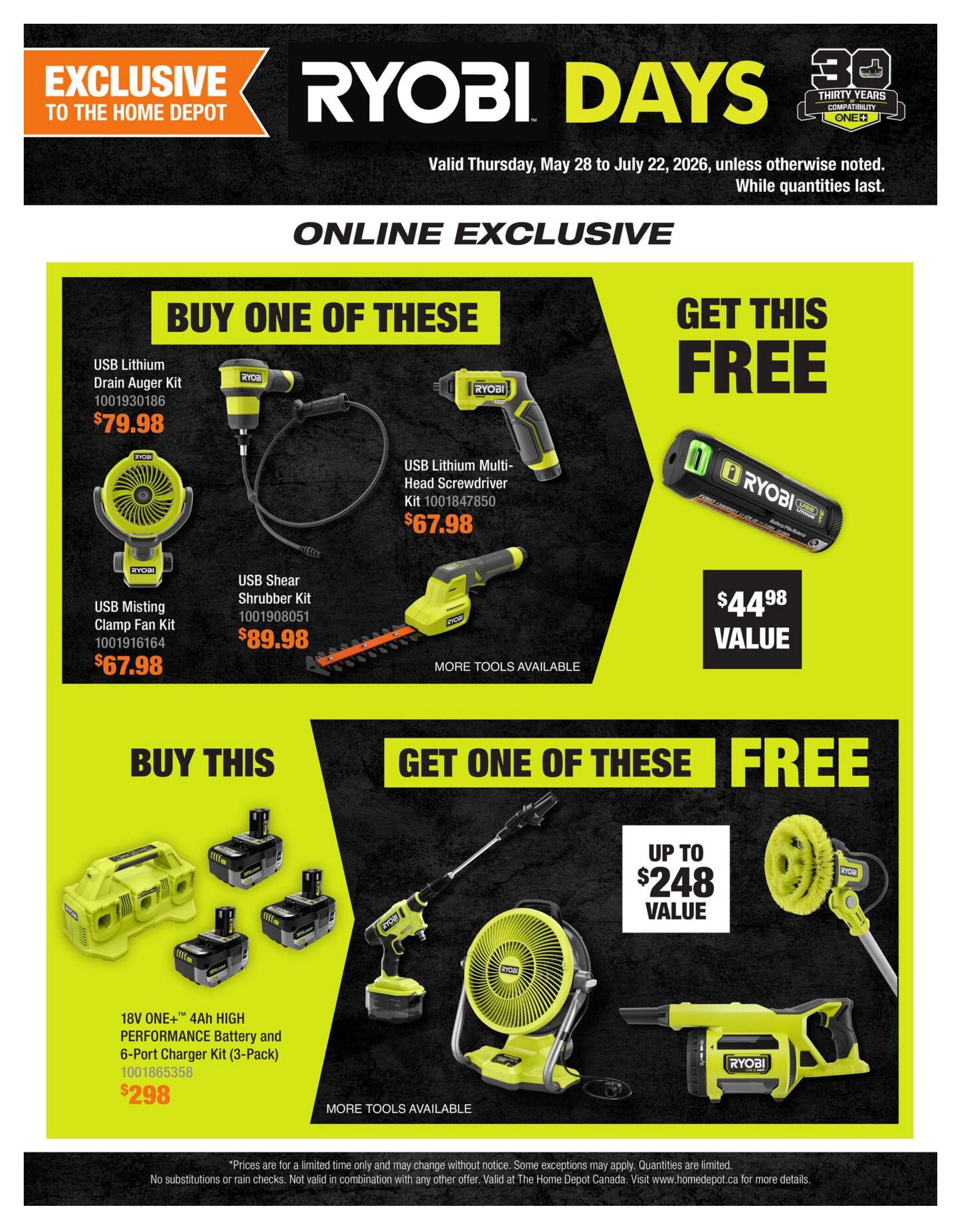 Home Depot Ryobi Days Flyer June 28 to July 22