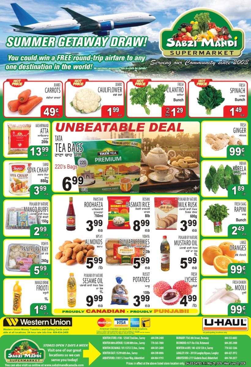 Sabzi Mandi Supermarket (Lower Mainland) Flyer May 29 to June 3