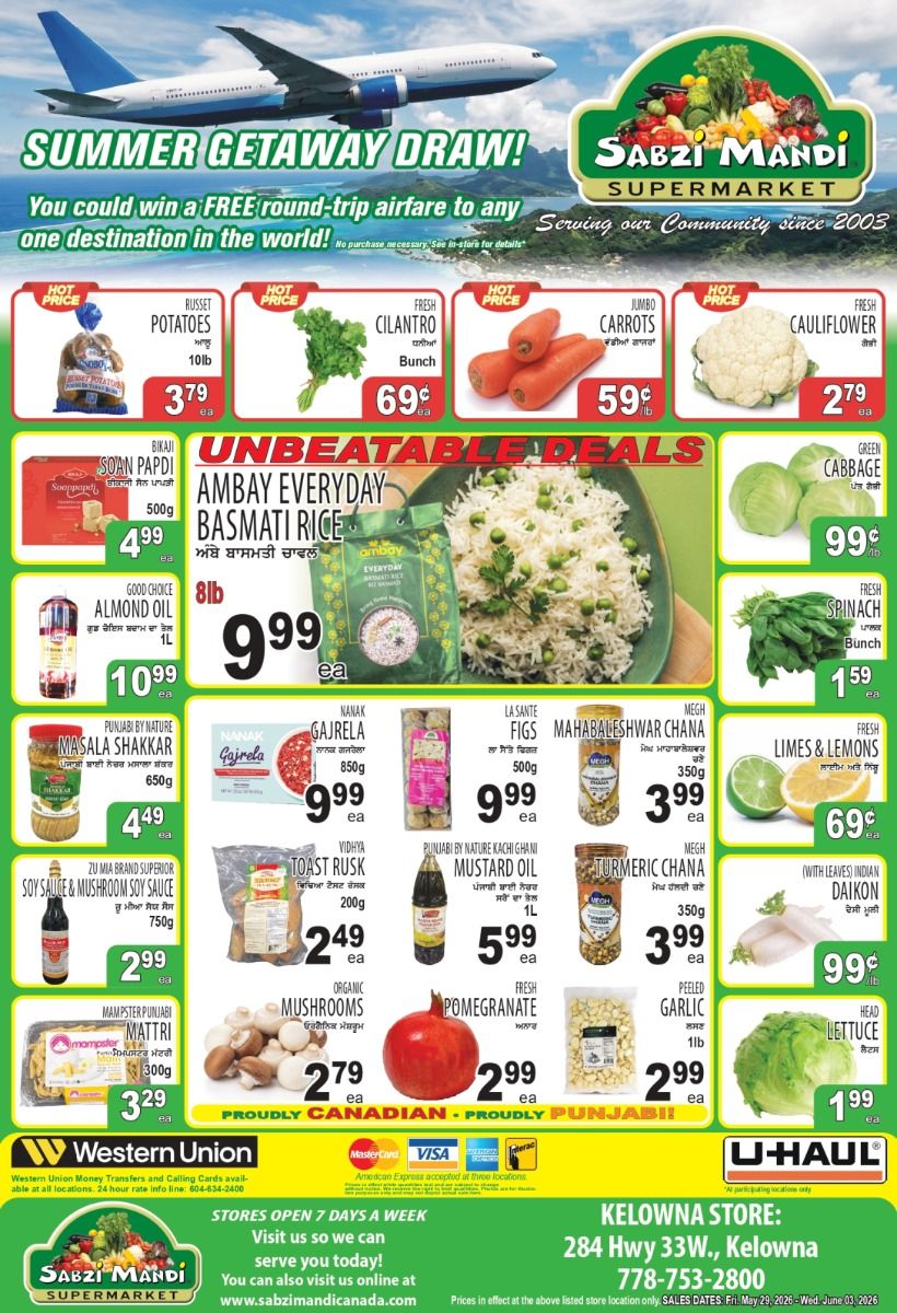 Sabzi Mandi Supermarket (Kelowna) Flyer May 29 to June 3