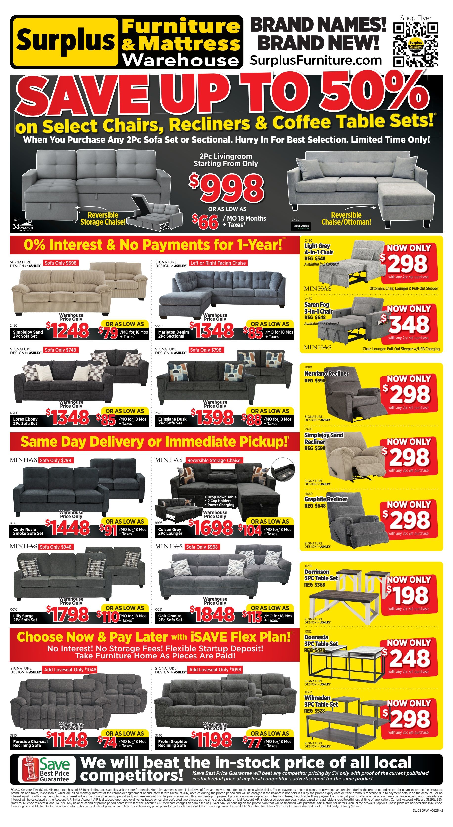 Surplus Furniture & Mattress Warehouse (St. John's, Corner Brook, Grand Falls Windsor) Flyer June 1 to 14