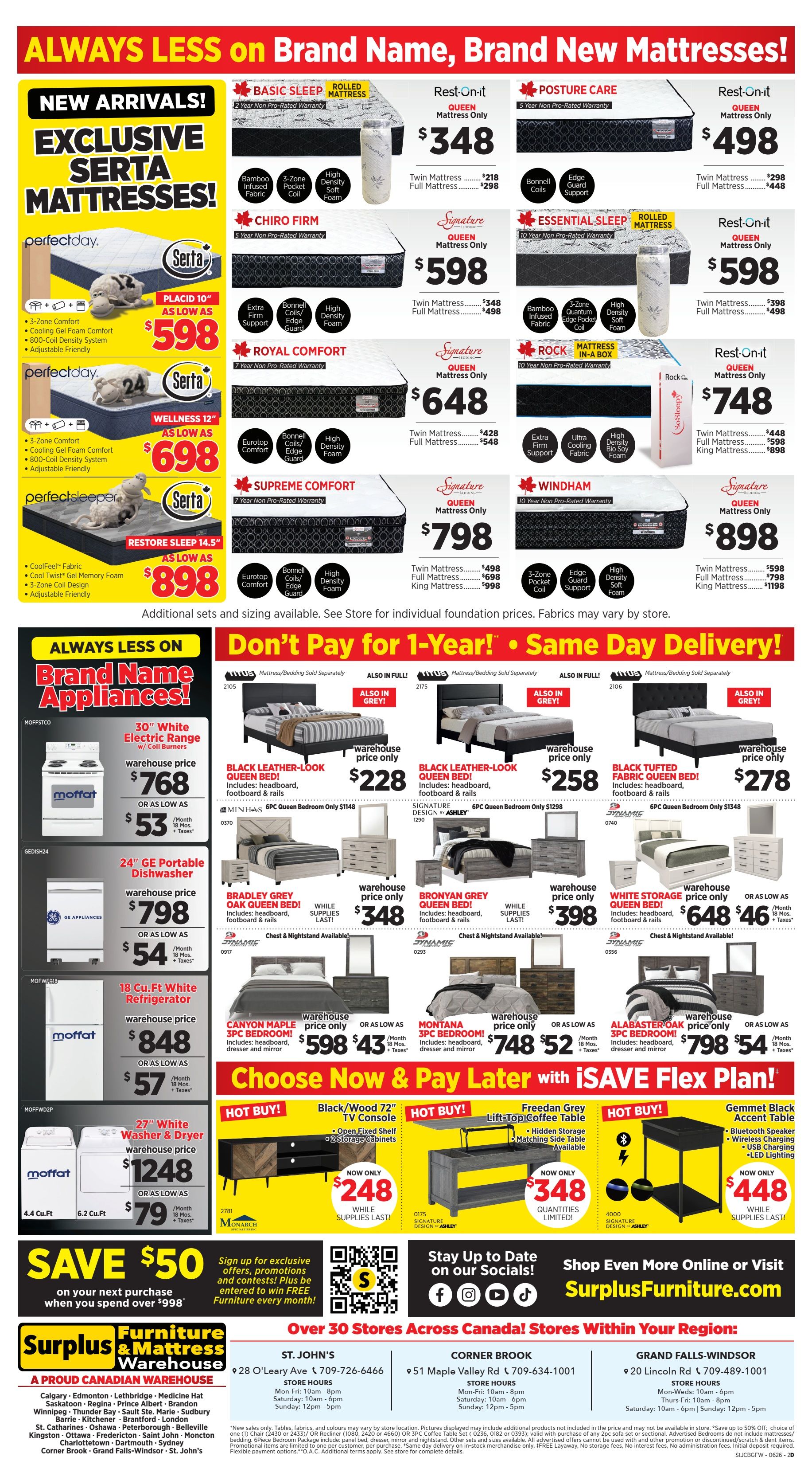 Surplus Furniture & Mattress Warehouse (St. John's, Corner Brook, Grand Falls Windsor) Flyer June 1 to 14