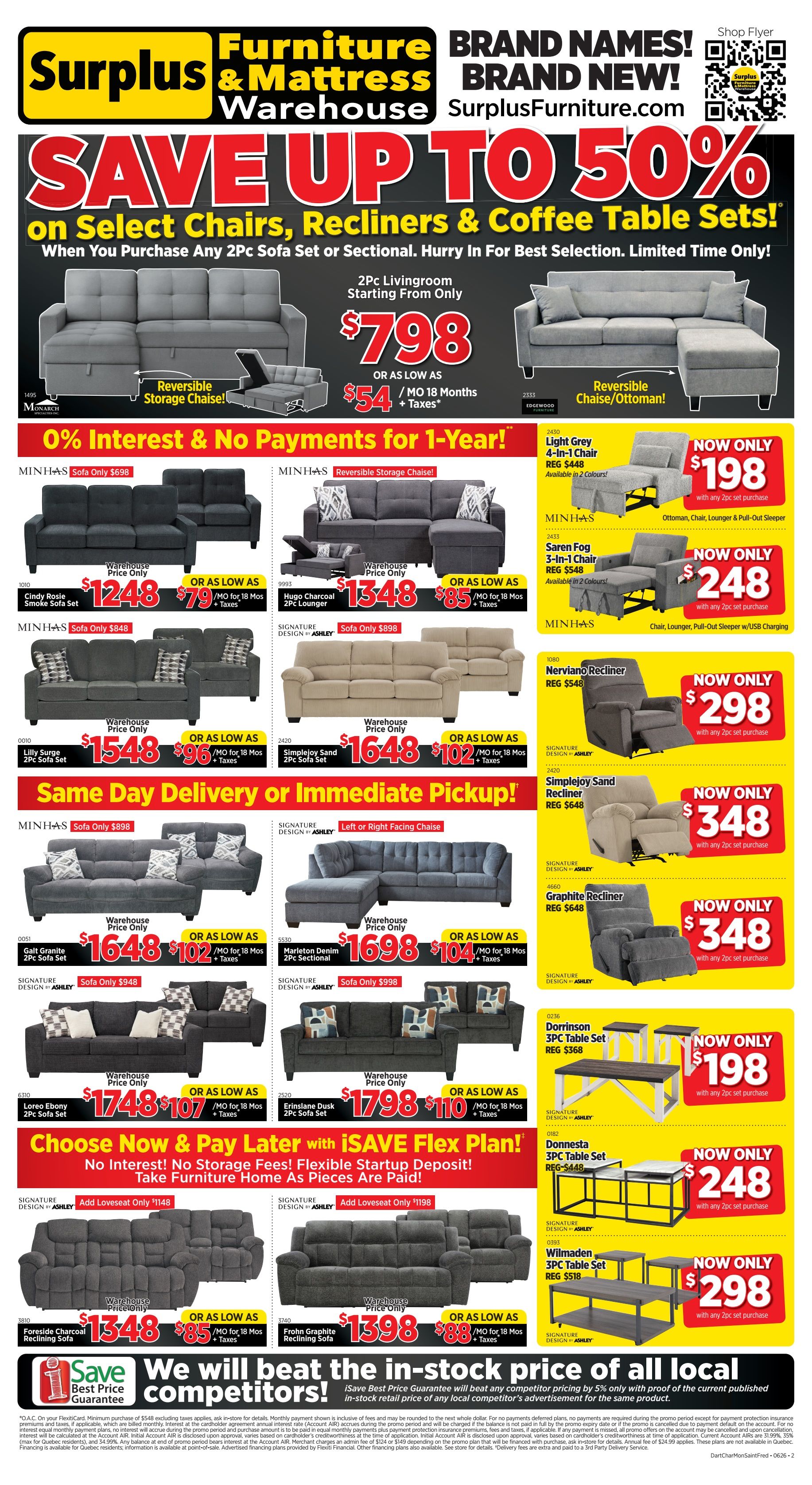 Surplus Furniture & Mattress Warehouse (Dartmouth, Charlottetown, Moncton, Saint John, Fredericton) Flyer June 1 to 14