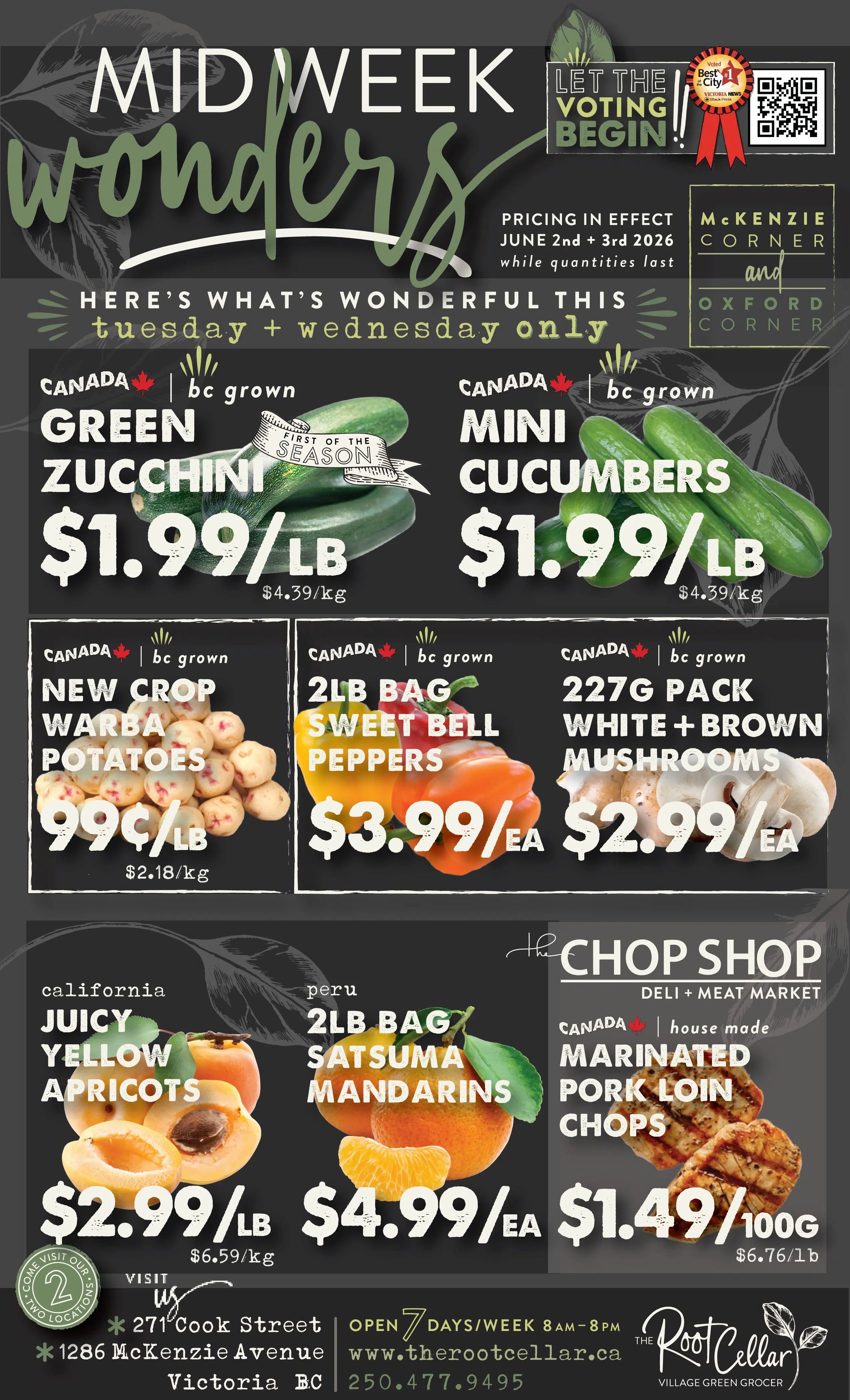 The Root Cellar Mid-Week Flyer June 2 and 3