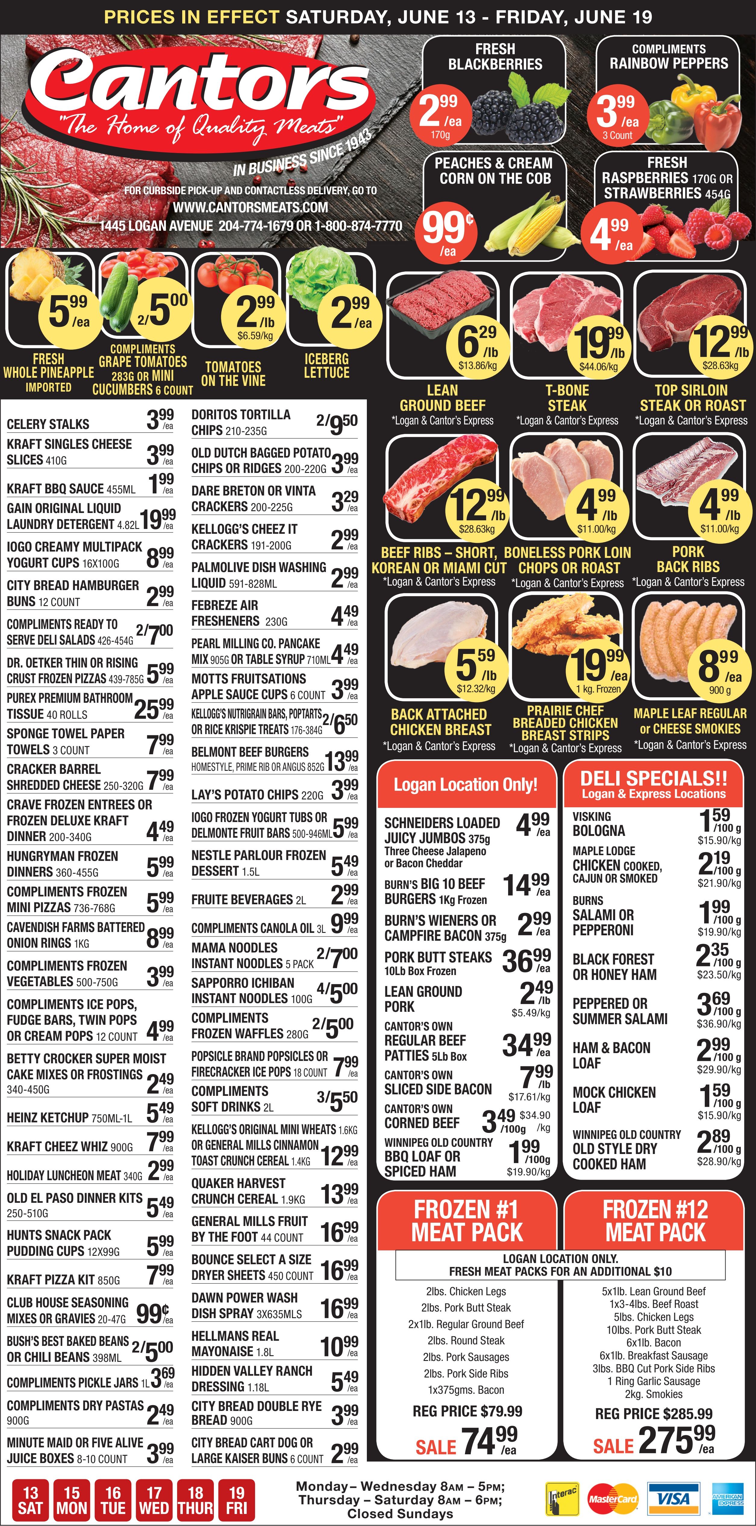 Cantor's Meats Flyer June 13 to 19