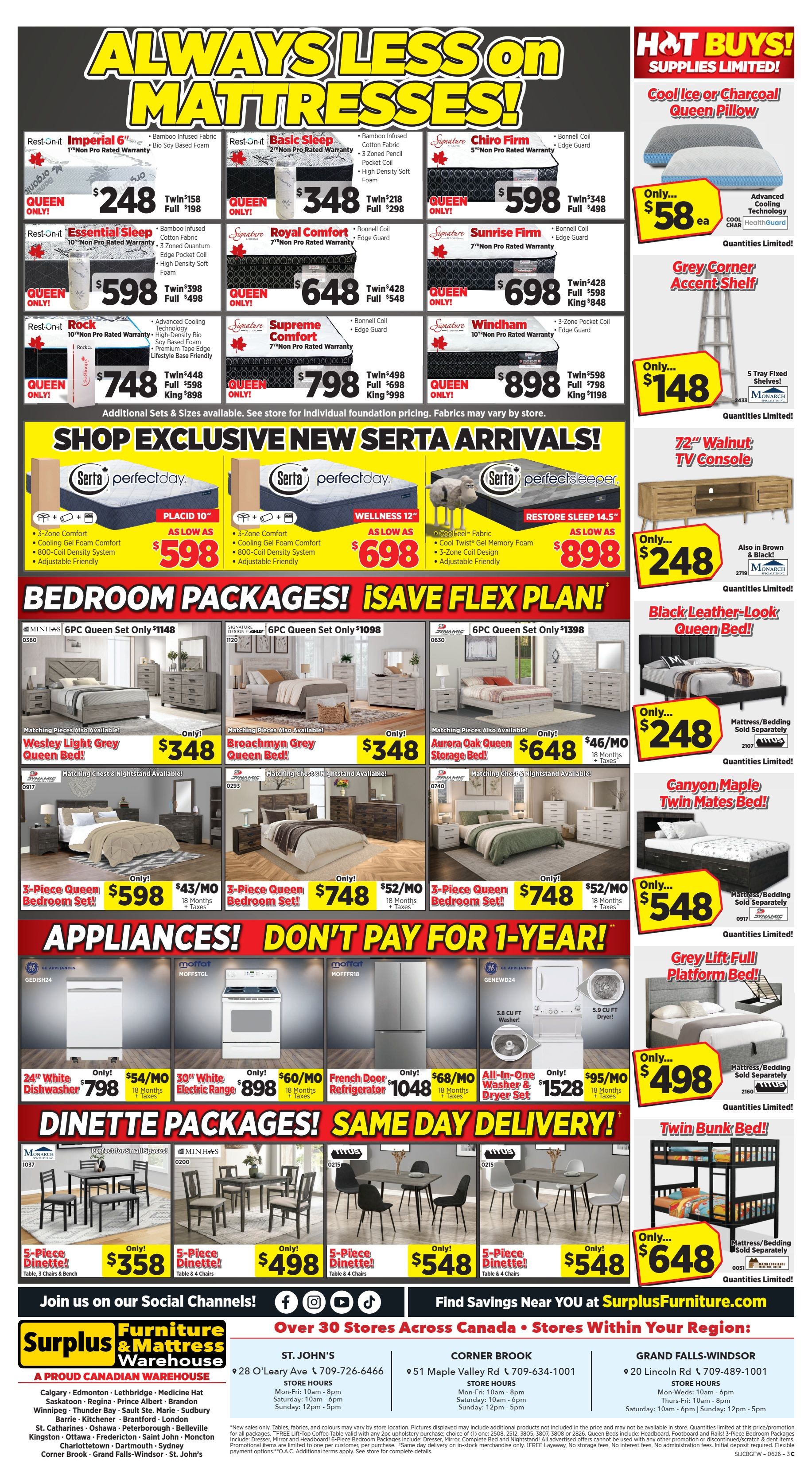 Surplus Furniture & Mattress Warehouse (St. John's, Corner Brook, Grand Falls Windsor) Flyer June 14 to 28