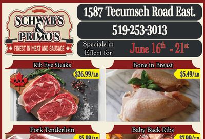 Schwab's & Primo's Flyer June 16 to 21