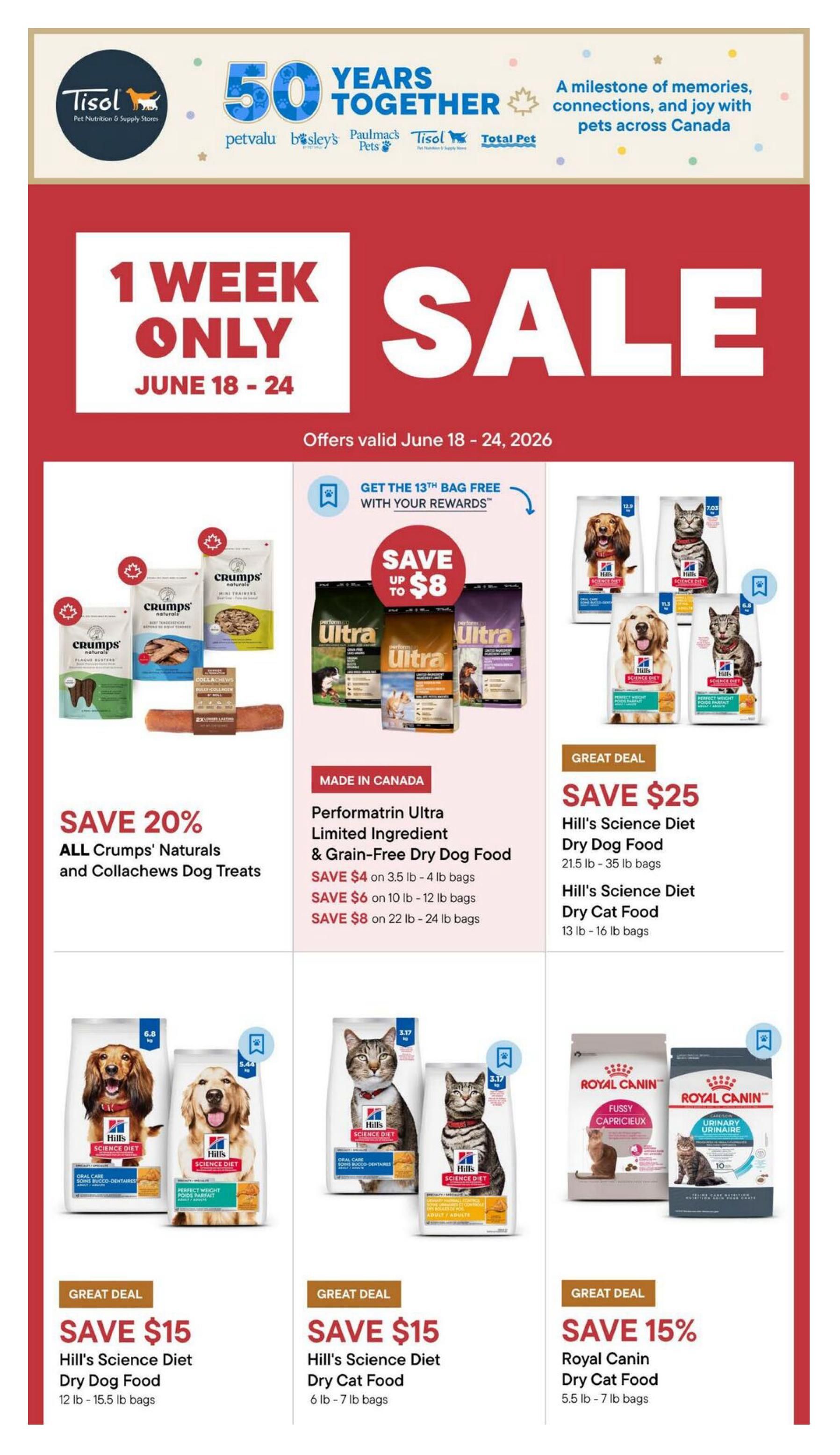 Tisol Pet Nutrition & Supply Stores Flyer June 18 to 24