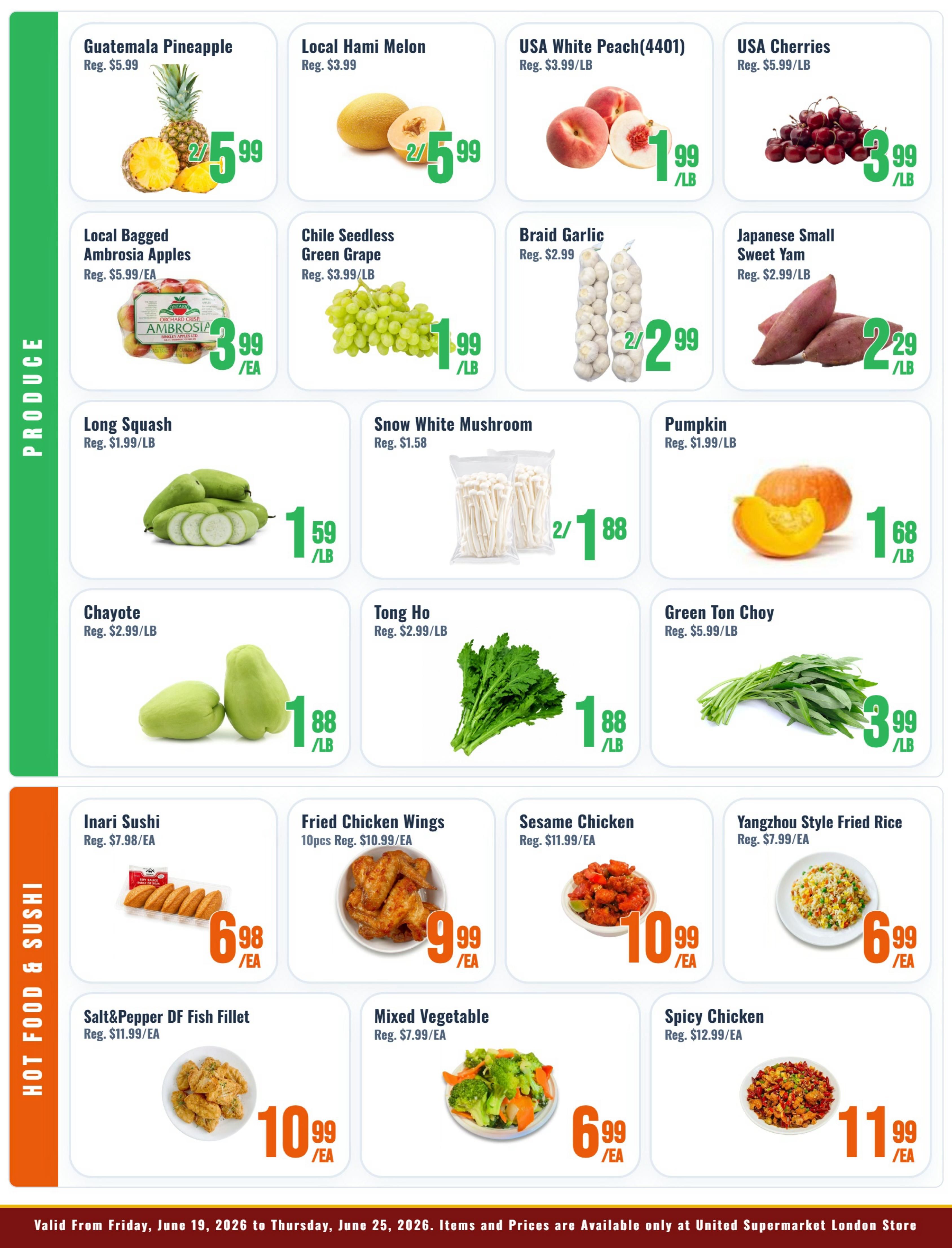 United Supermarket (London) Flyer June 19 to 25