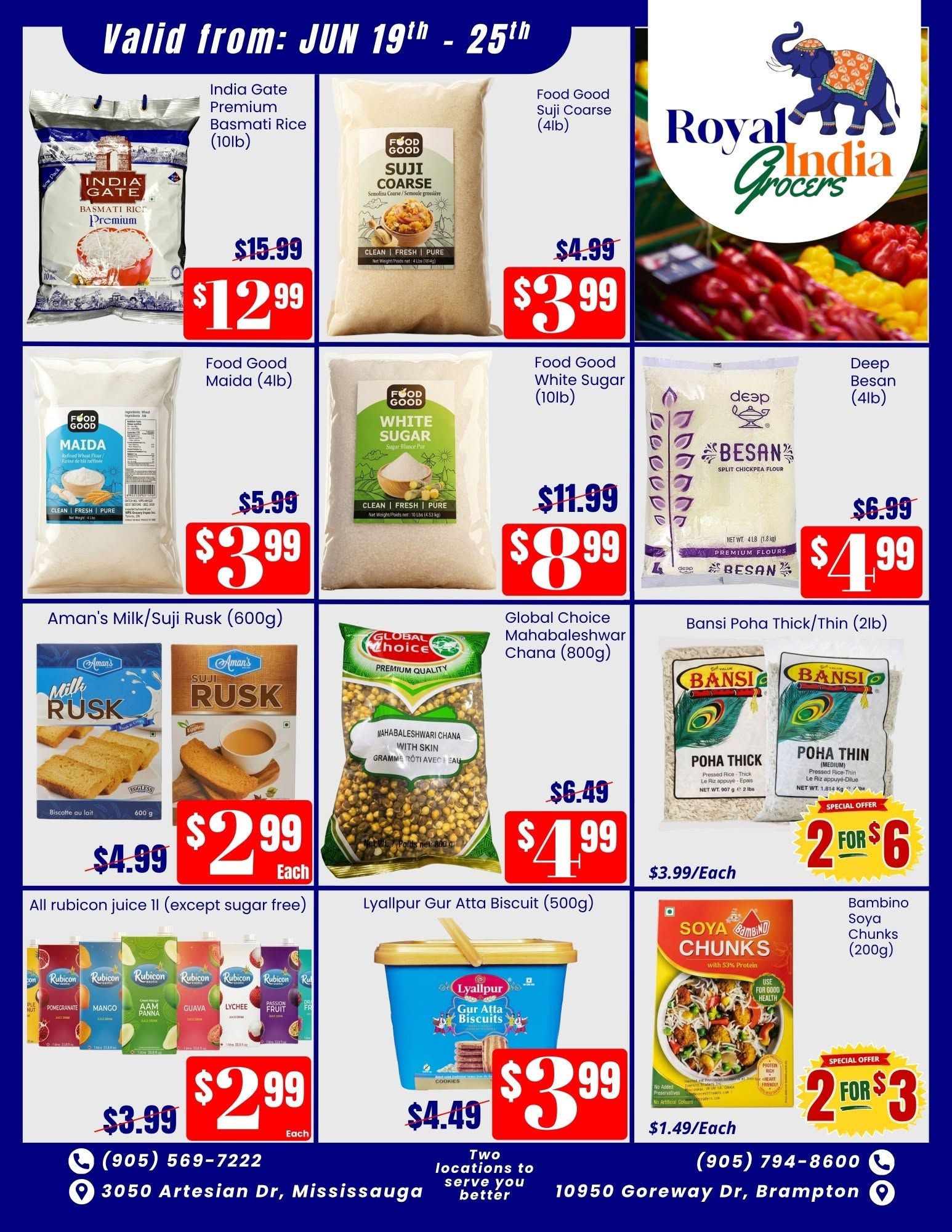 Royal India Grocers Flyer June 19 to 25