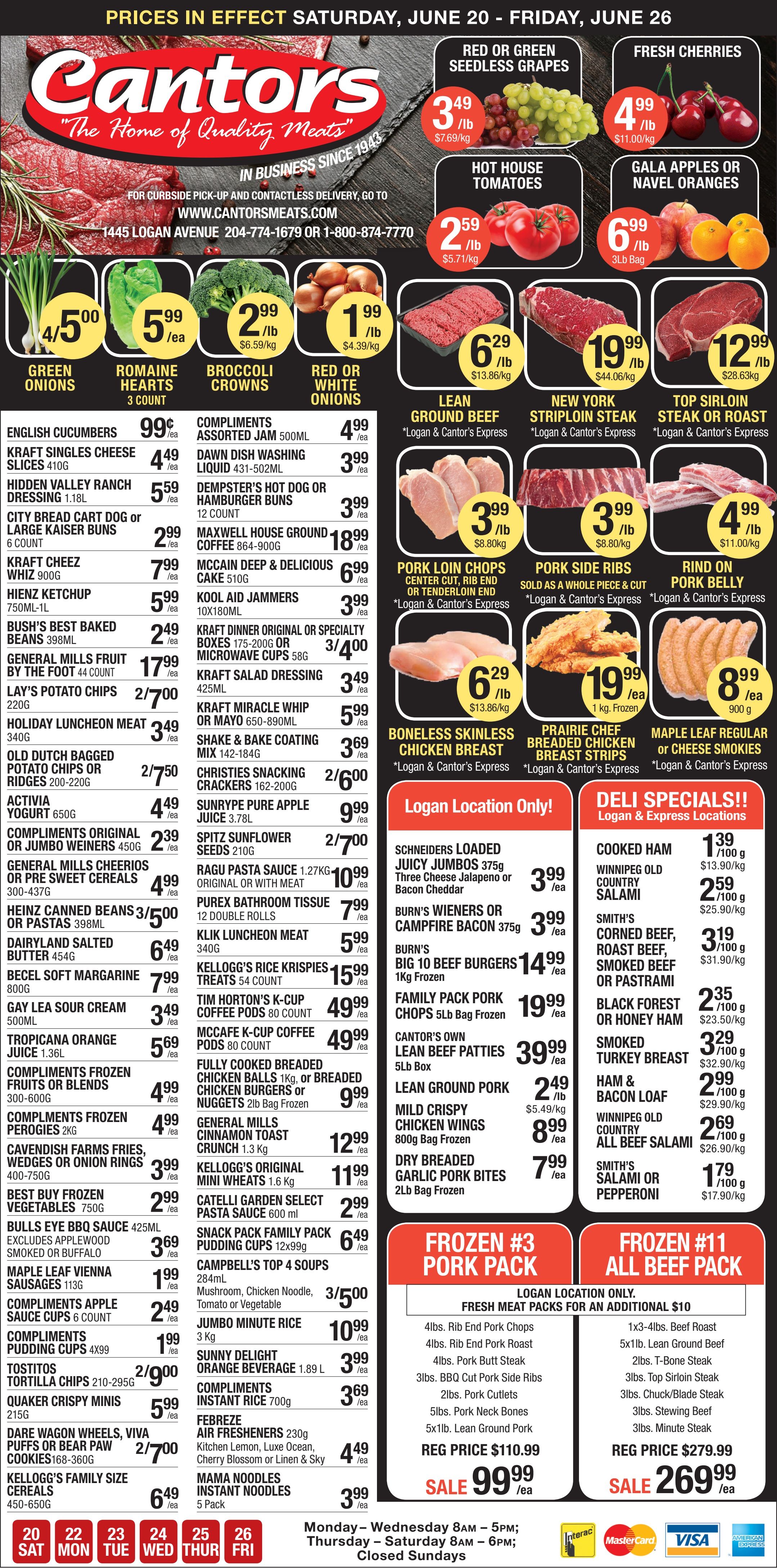 Cantor's Meats Flyer June 20 to 26