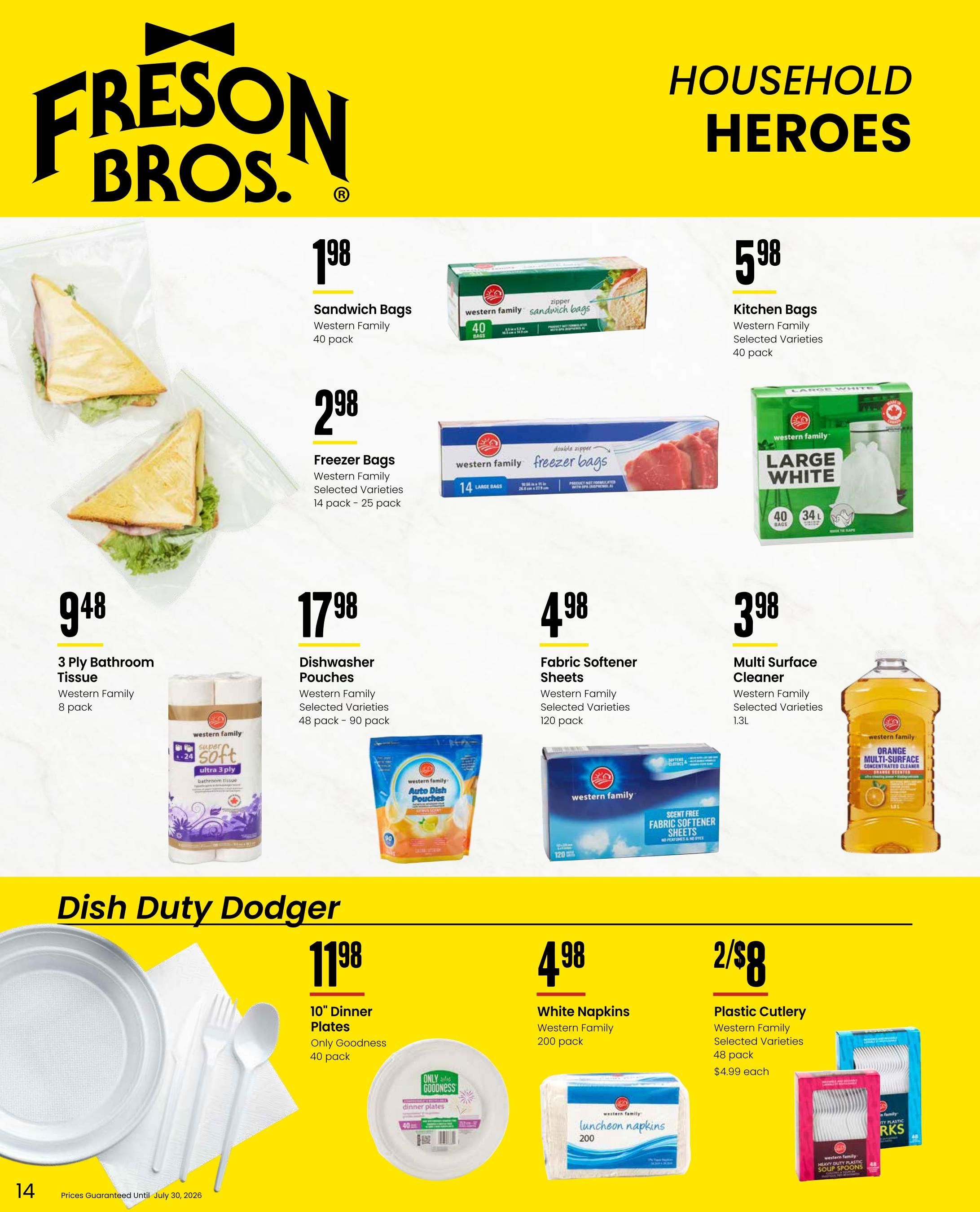 Freson Bros. Family Essentials Flyer June 26 to July 30
