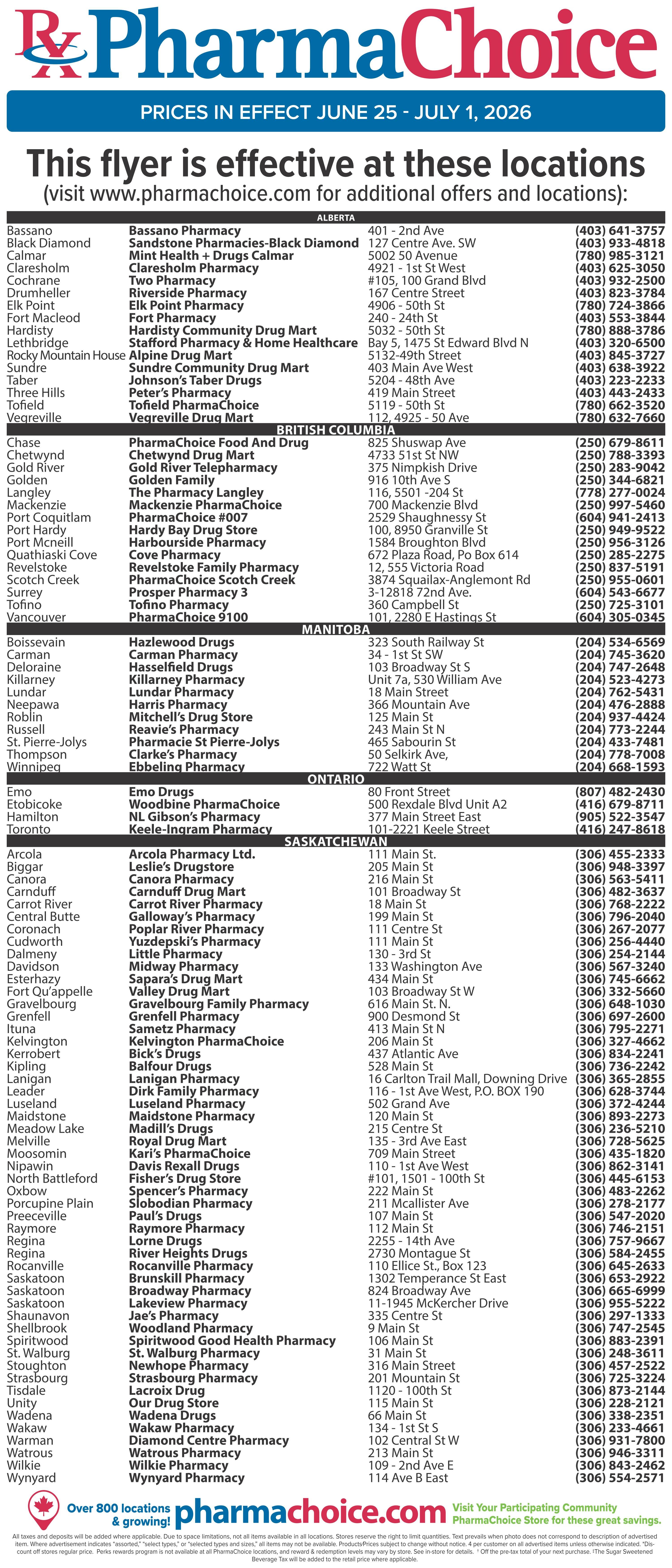 PharmaChoice (BC, AB, SK & MB) Flyer June 25 to July 1
