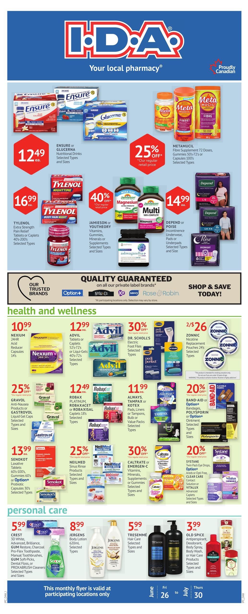 I.D.A. Pharmacy Monthly Flyer June 26 to July 30