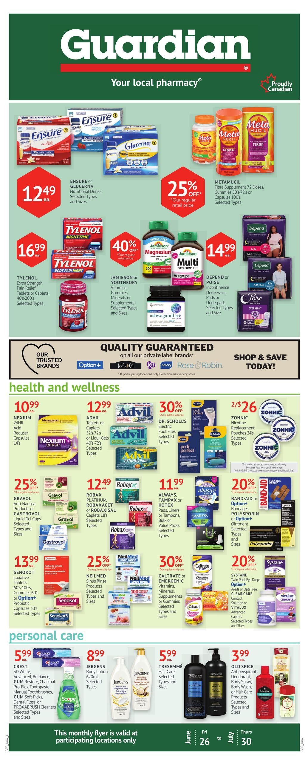 Guardian Pharmacy Monthly Flyer June 26 to July 30