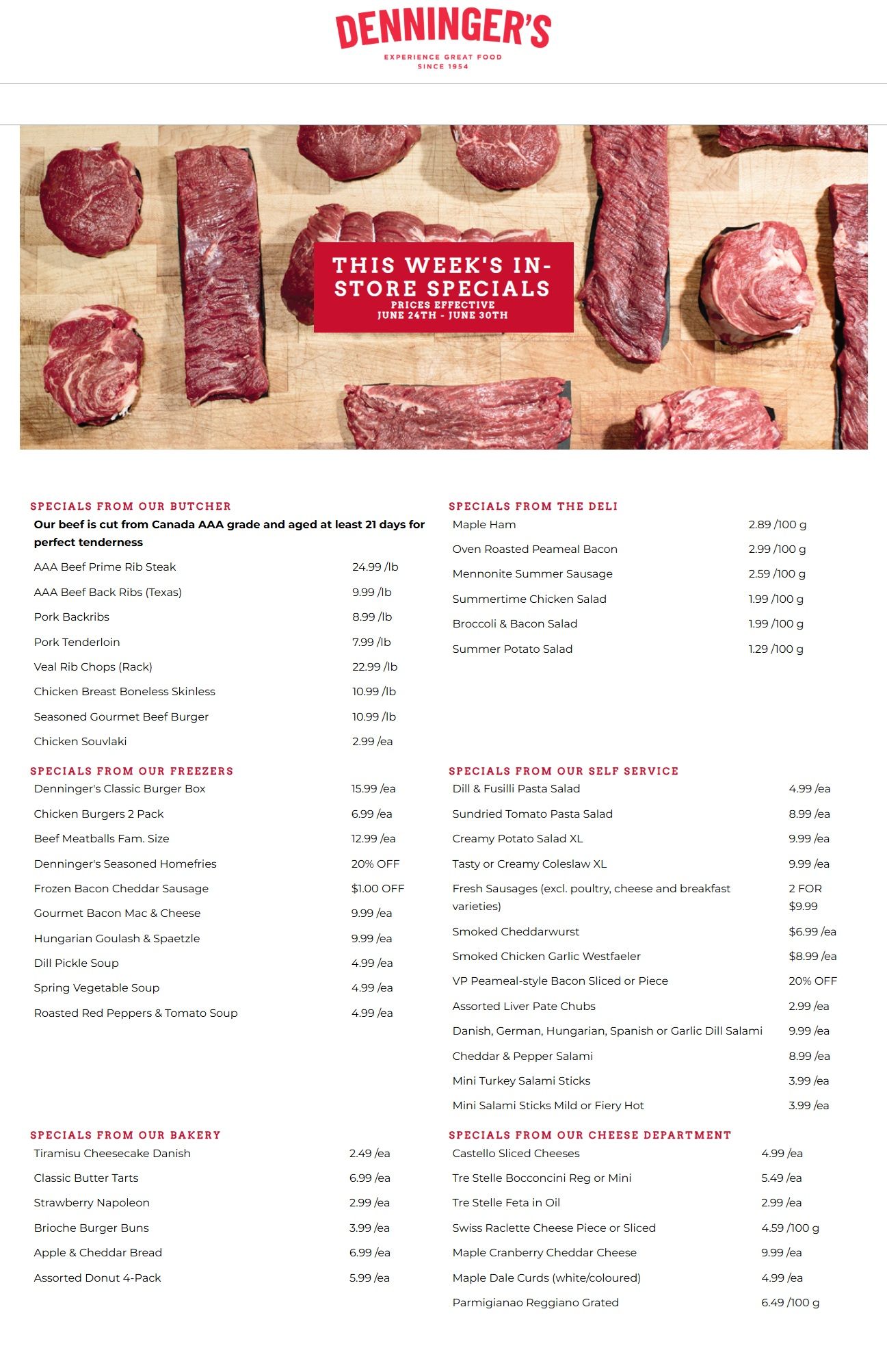 Denninger's Weekly Specials June 24 to 30