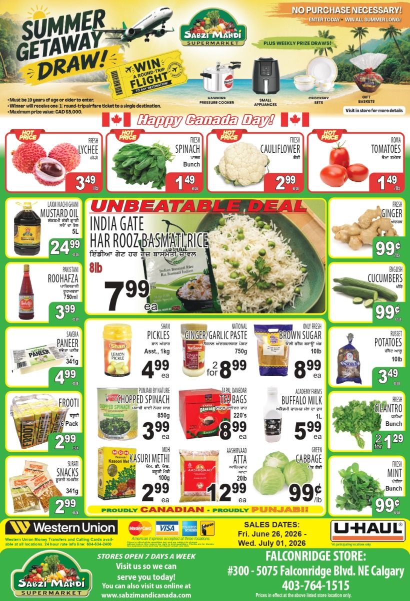 Sabzi Mandi Supermarket (Calgary) Flyer June 26 to July 1